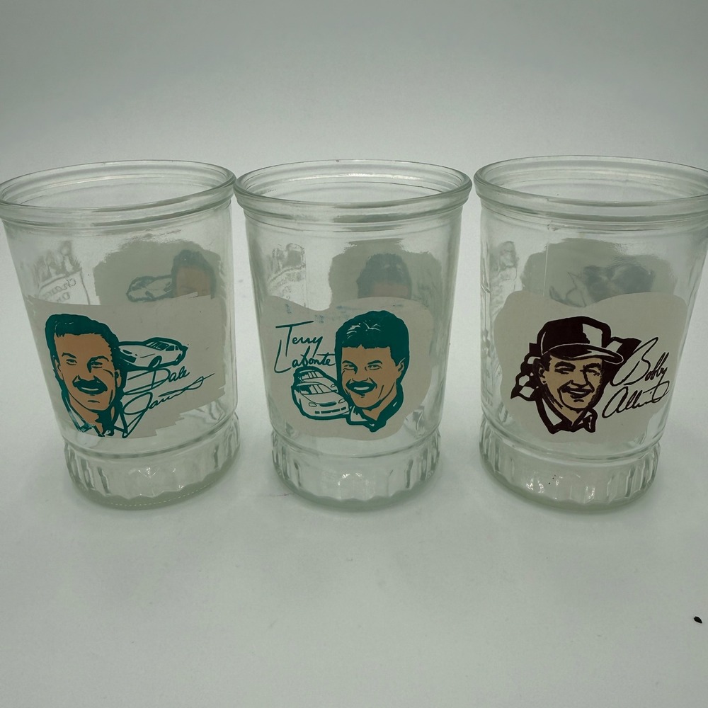 Vintage Bama NASCAR Champion‎ Driver Series Jelly Jars Jarrett Labonte Allison